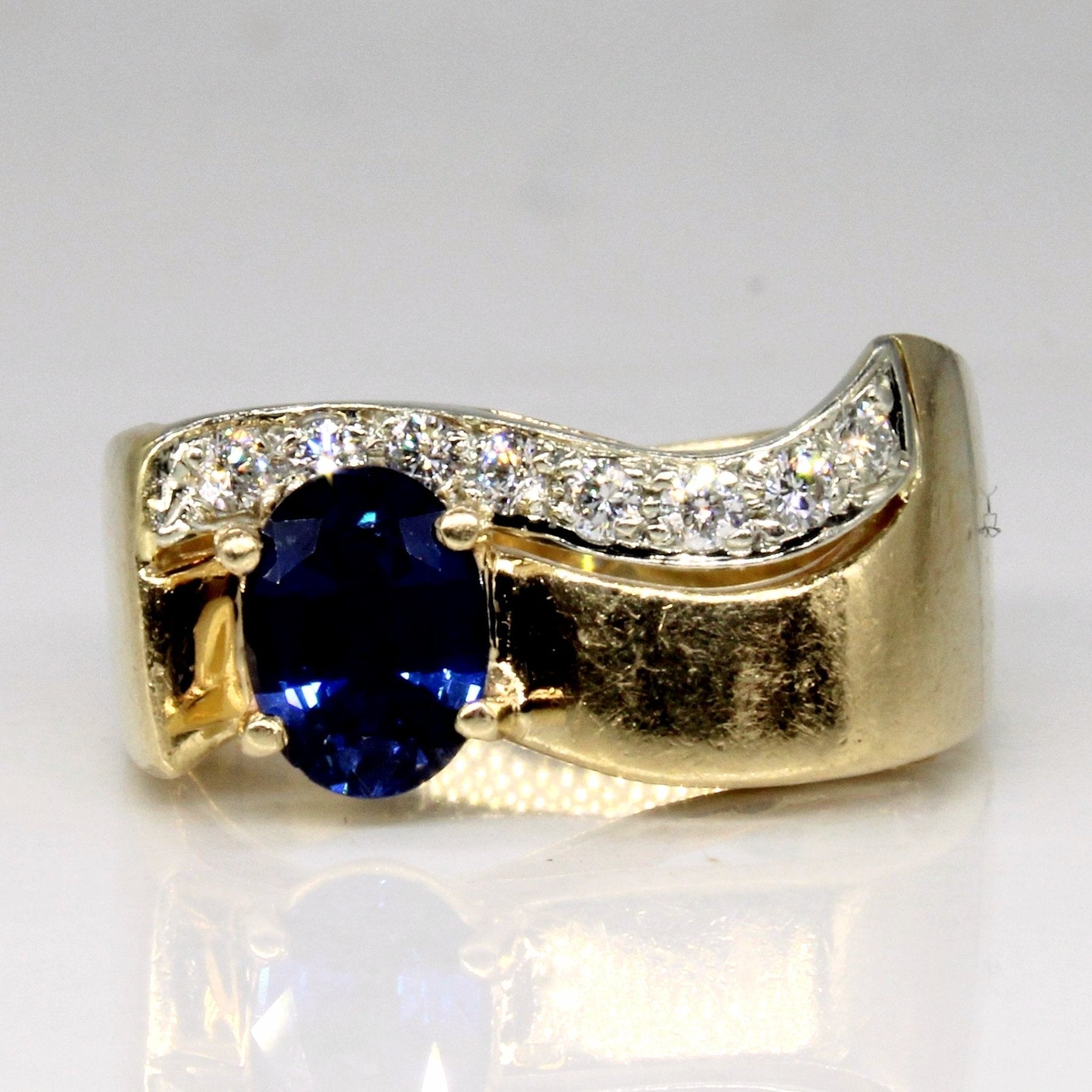 'Ragnar' Sapphire & Diamond Ring | 0.90ct, 0.16ctw | SZ 6.25 | - 100 Ways