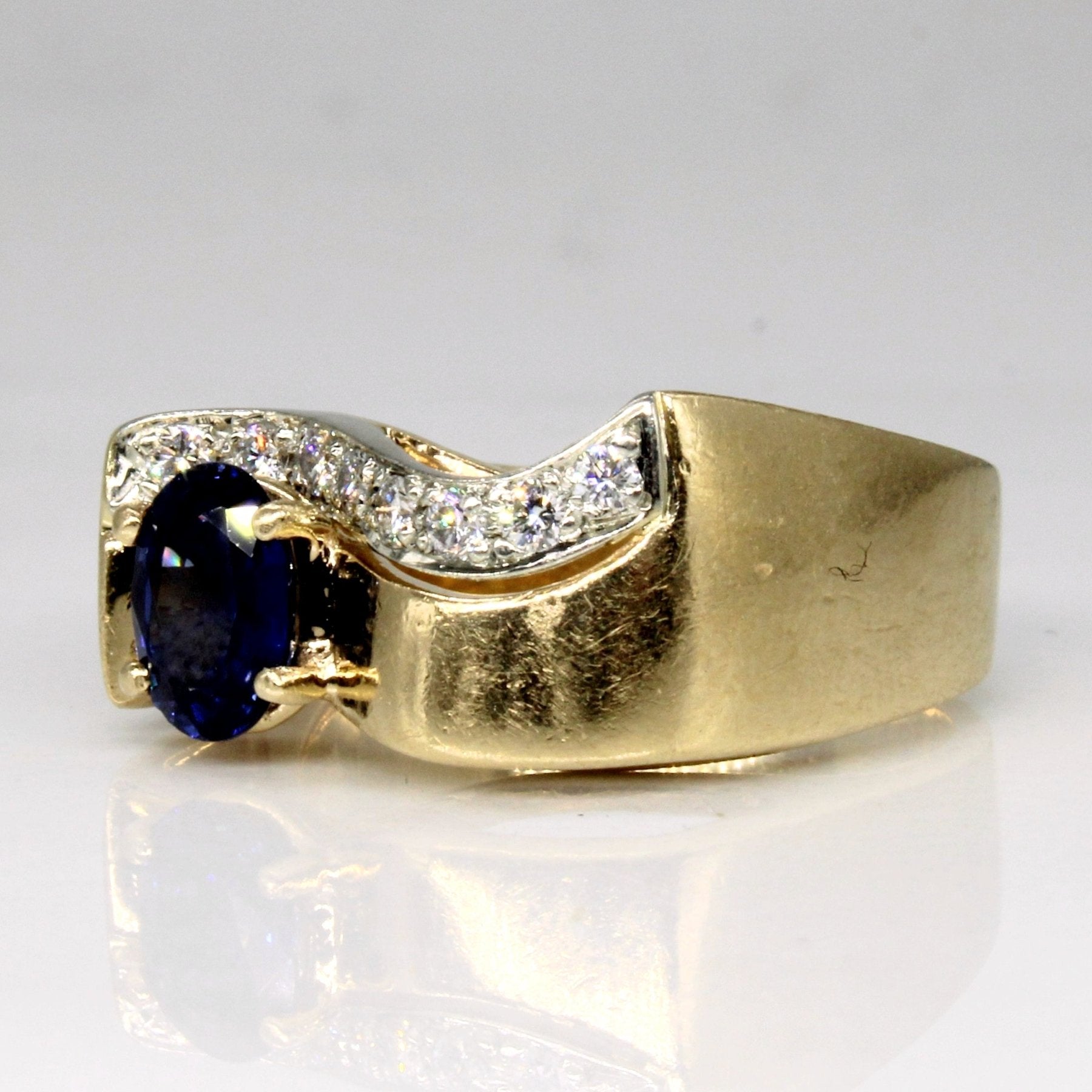 'Ragnar' Sapphire & Diamond Ring | 0.90ct, 0.16ctw | SZ 6.25 | - 100 Ways