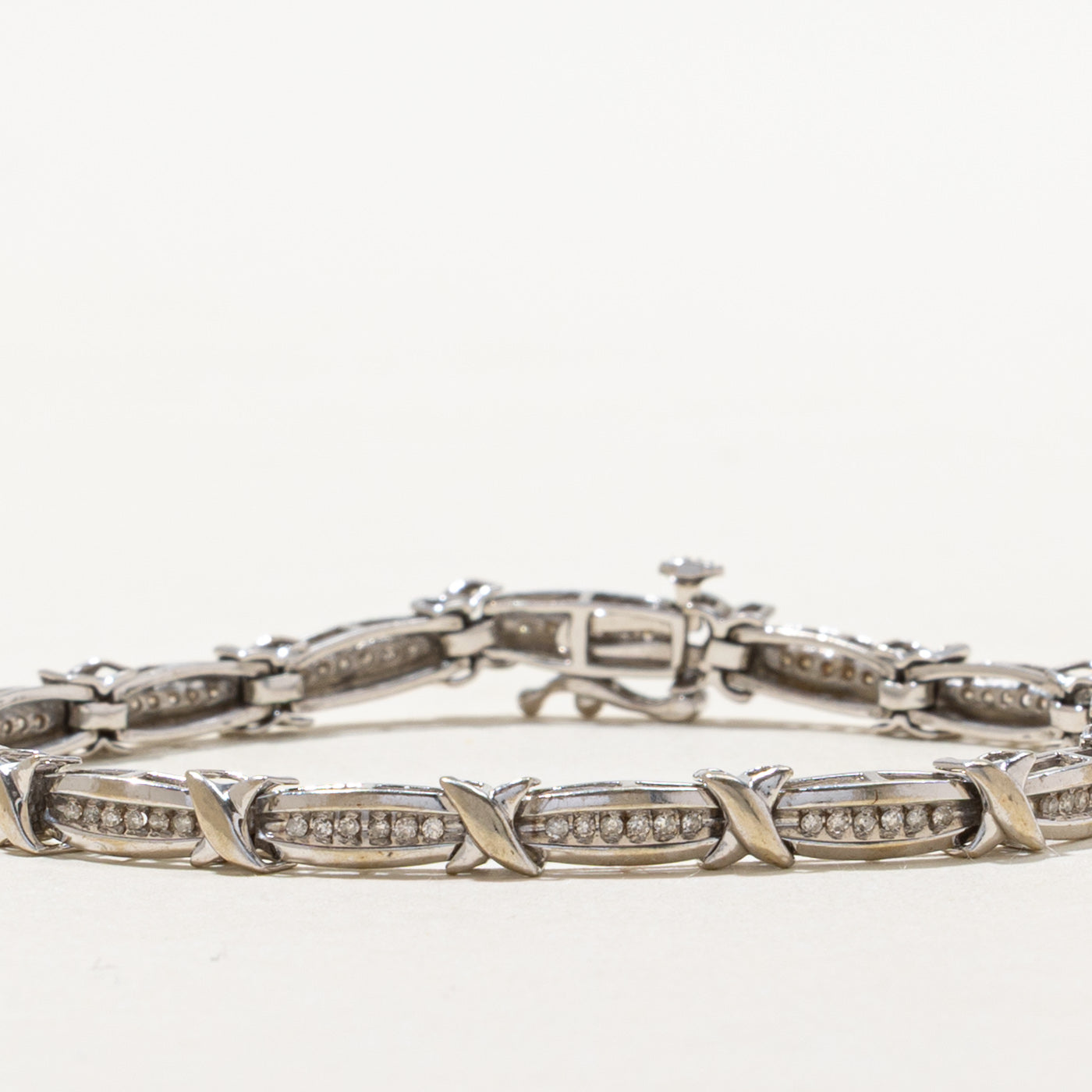 Channel Set Diamond X Tennis Bracelet | 0.45ctw | SZ 7.5" |
