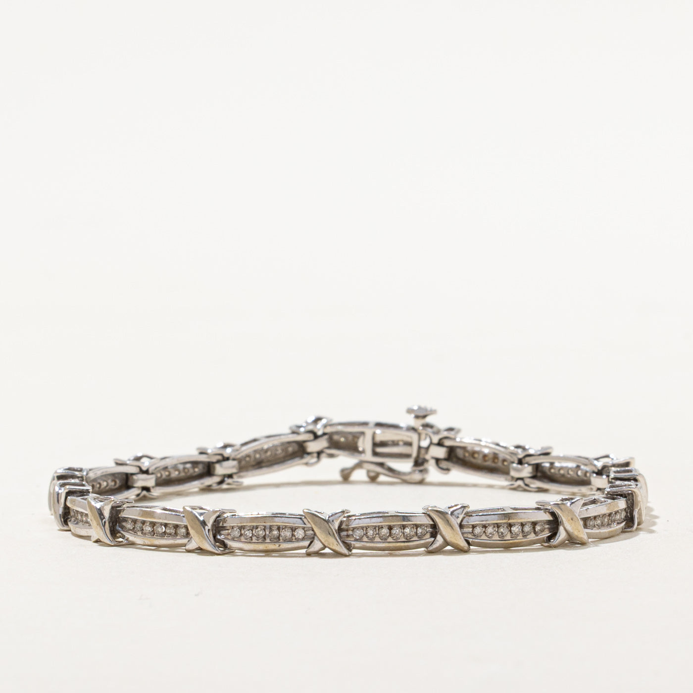 Channel Set Diamond X Tennis Bracelet | 0.45ctw | SZ 7.5" |