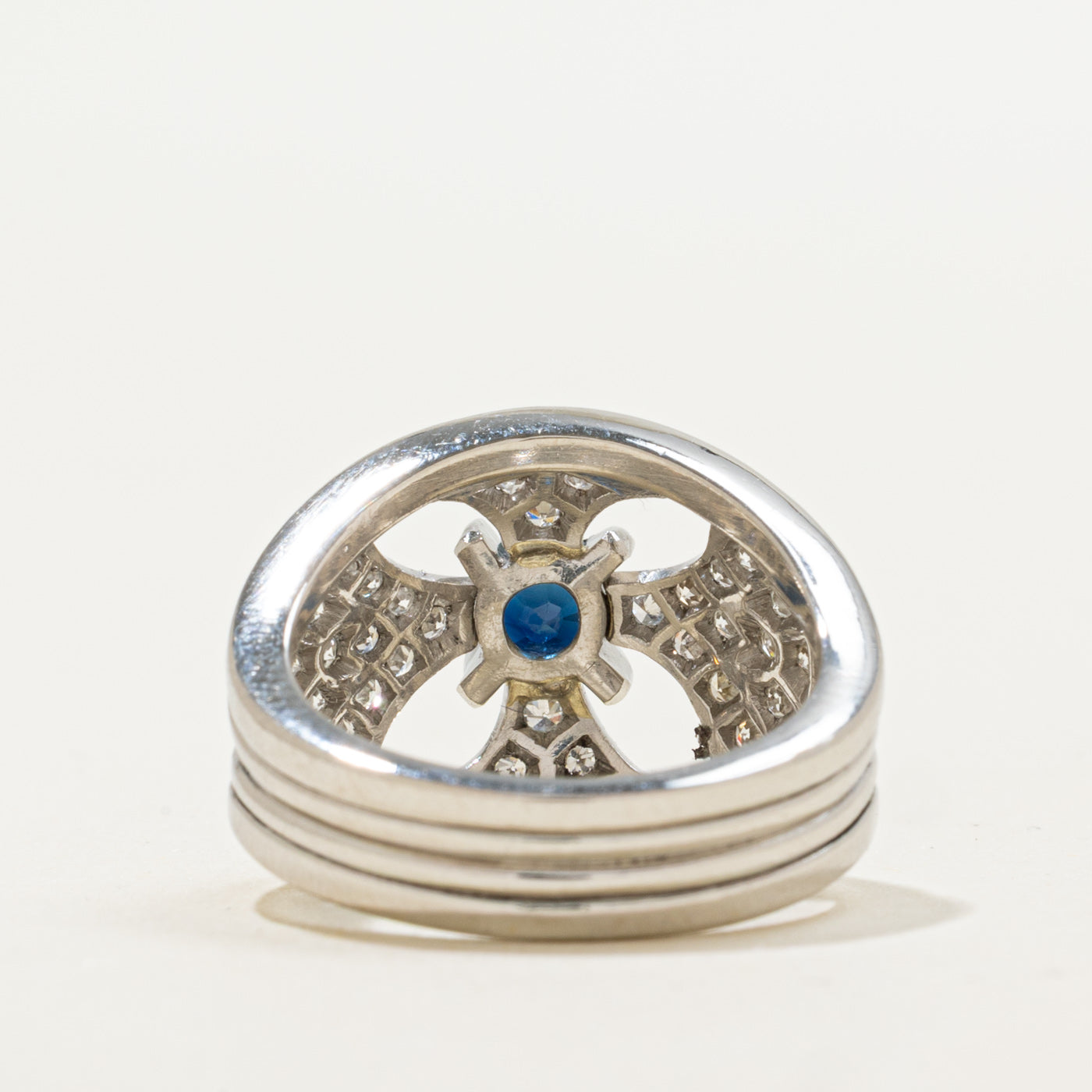 Sapphire & Diamond Geometric Chunky Cocktail Ring | 0.60ct, 0.25ctw | SZ 5.25