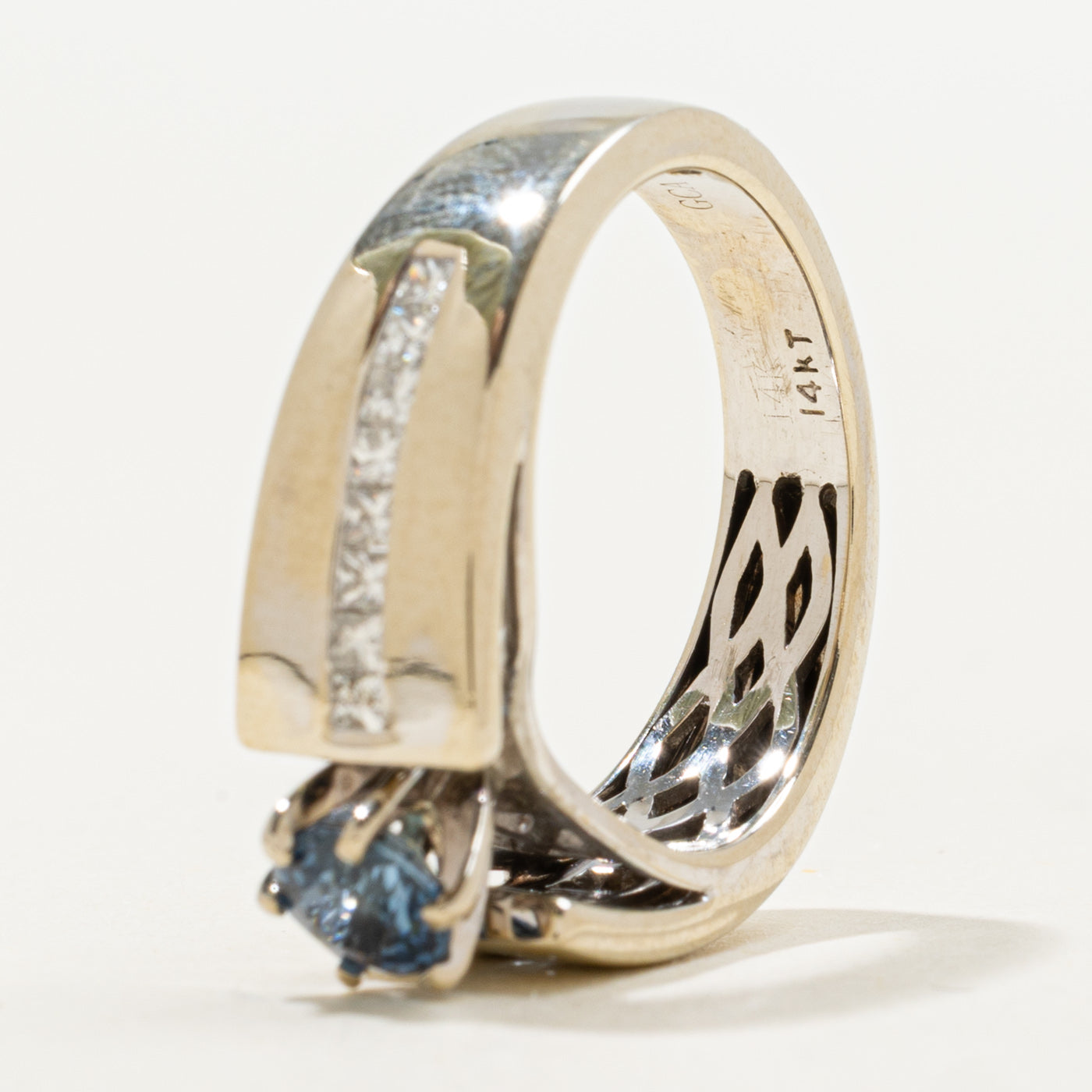 Round Cut Sapphire & Diamond Accented Ring | 0.61ct, 0.50ctw | SZ 7.25