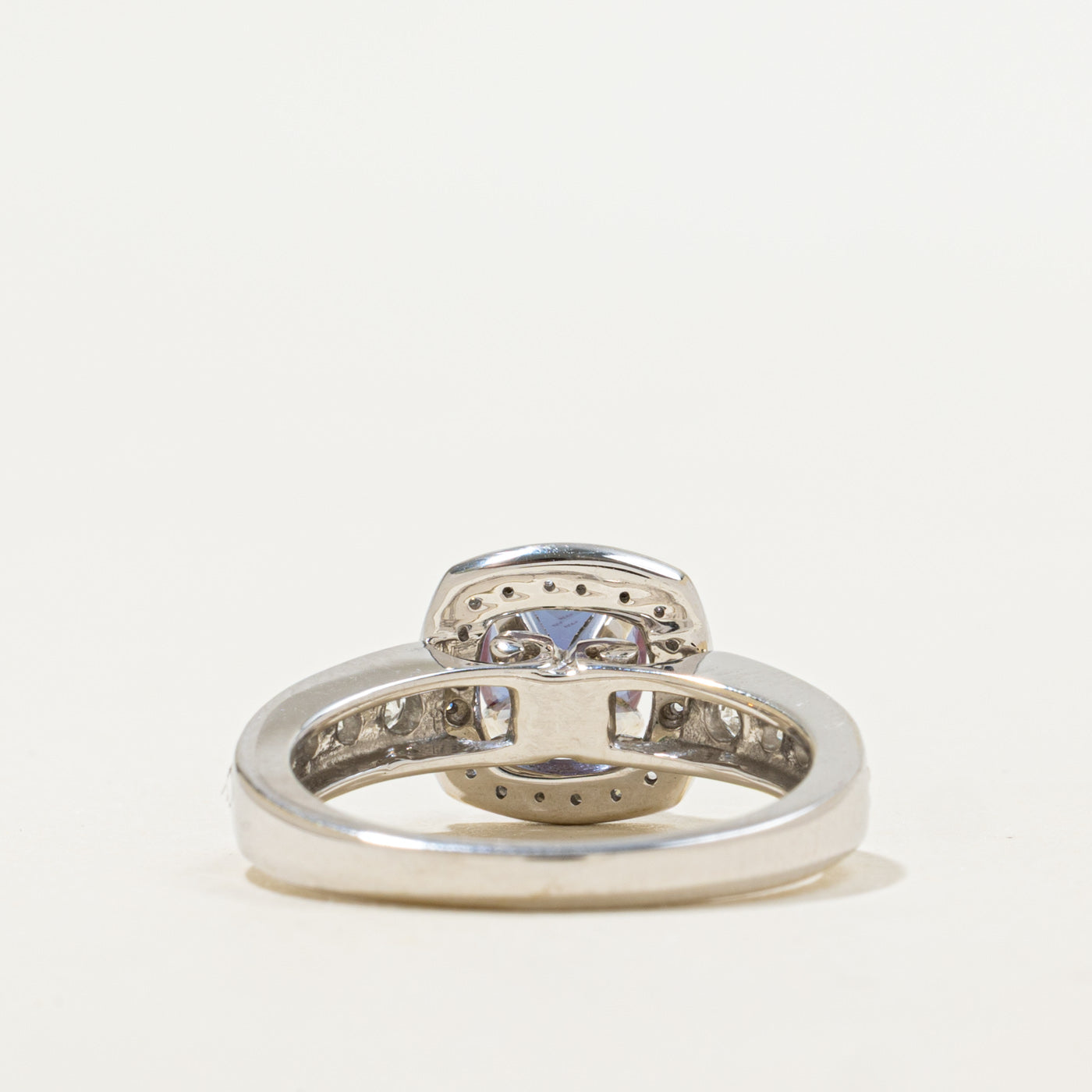 14K Cushion Cut Synthetic Alexandrite & Natural Diamond Halo Ring | 1.25ct, 0.50ctw | SZ 7.0