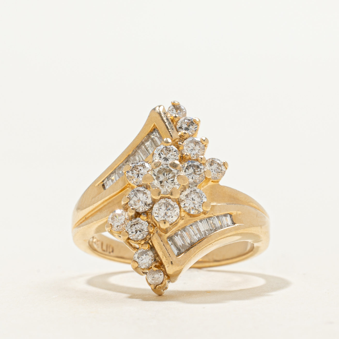 14K Diamond Cluster Bypass Ring | 1.00ctw | SZ 4.75