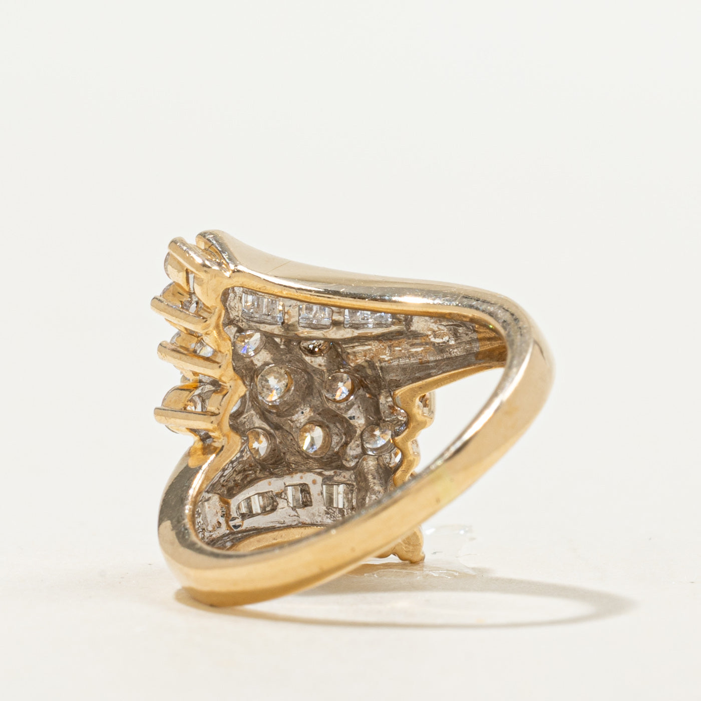 14K Diamond Cluster Bypass Ring | 1.00ctw | SZ 4.75