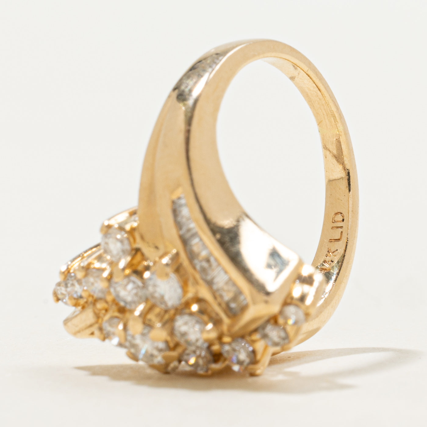 14K Diamond Cluster Bypass Ring | 1.00ctw | SZ 4.75