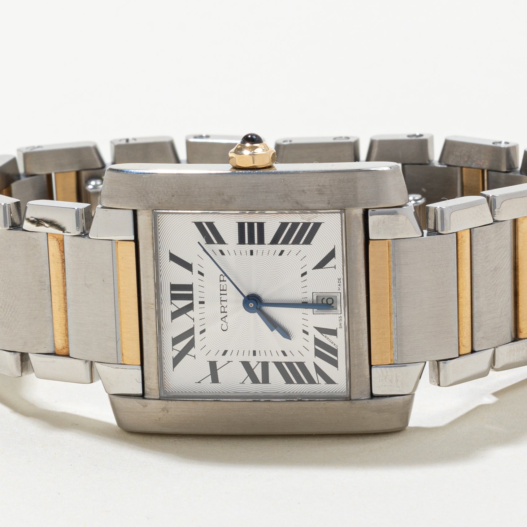 ***ENVOYÉ EN RÉPARATION** Montre Cartier Tank Française 2302 | Or jaune 18 carats et acier inoxydable | 
