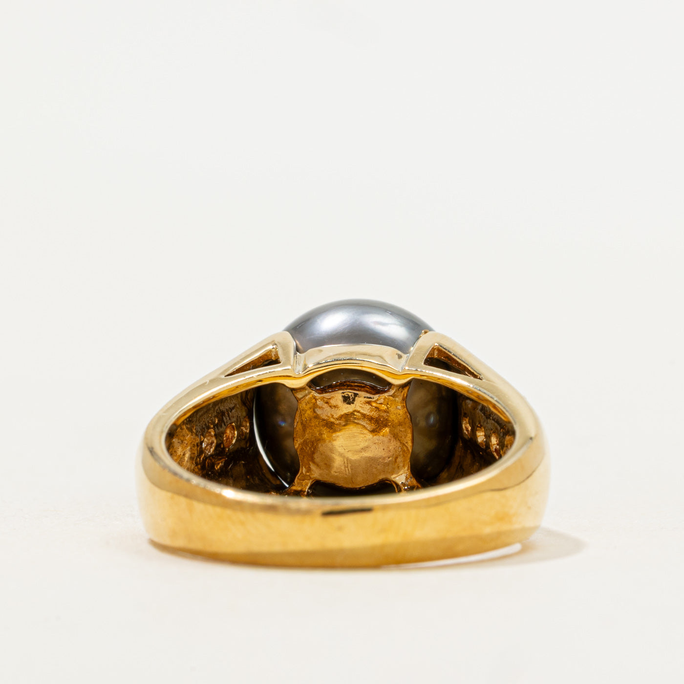 Tahitian Pearl & Diamond Cocktail Ring | 0.15ctw | SZ 6.75 |