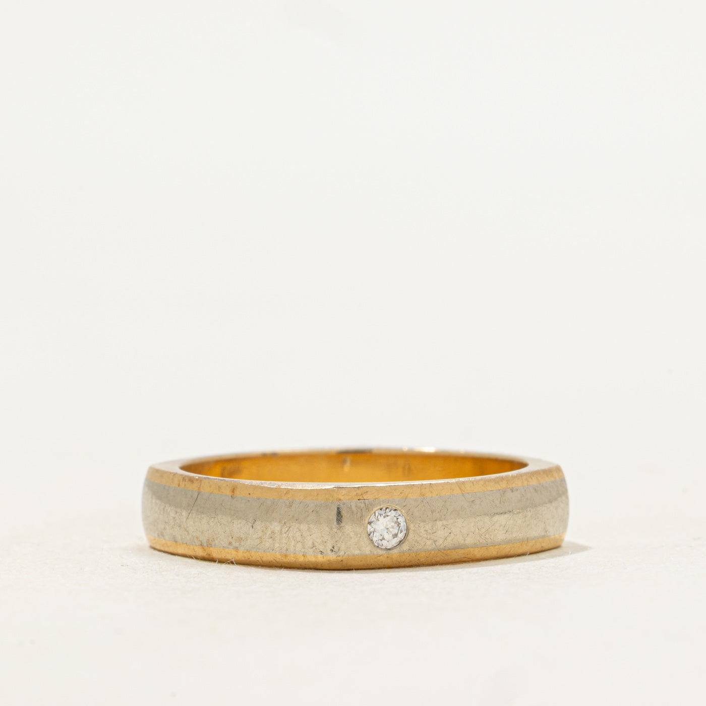 Two Tone Gold Diamond Soft Square Band | 0.03ctw | SZ 6.25 |