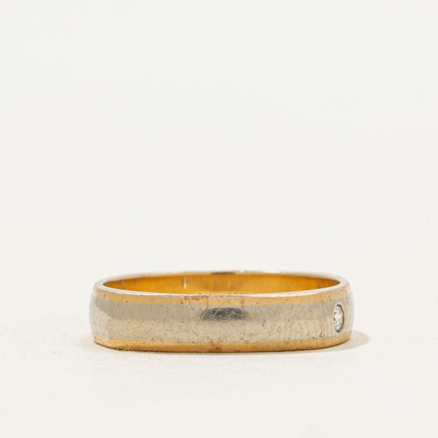 Two Tone Gold Diamond Soft Square Band | 0.03ctw | SZ 6.25 |