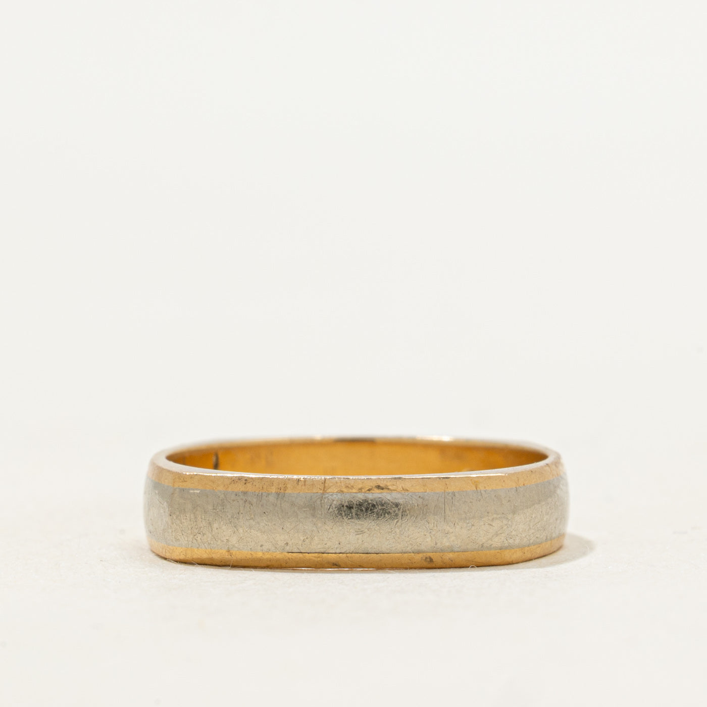 Two Tone Gold Diamond Soft Square Band | 0.03ctw | SZ 6.25 |