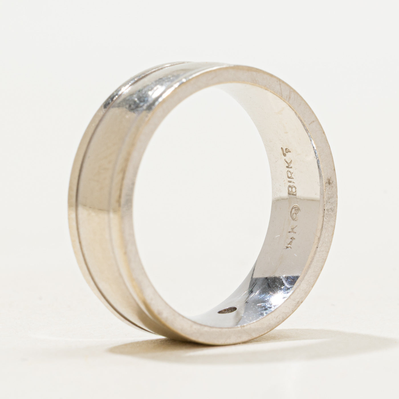 'Birks' Flush Set Diamond Grooved Band | 0.03ct | SZ 5 |