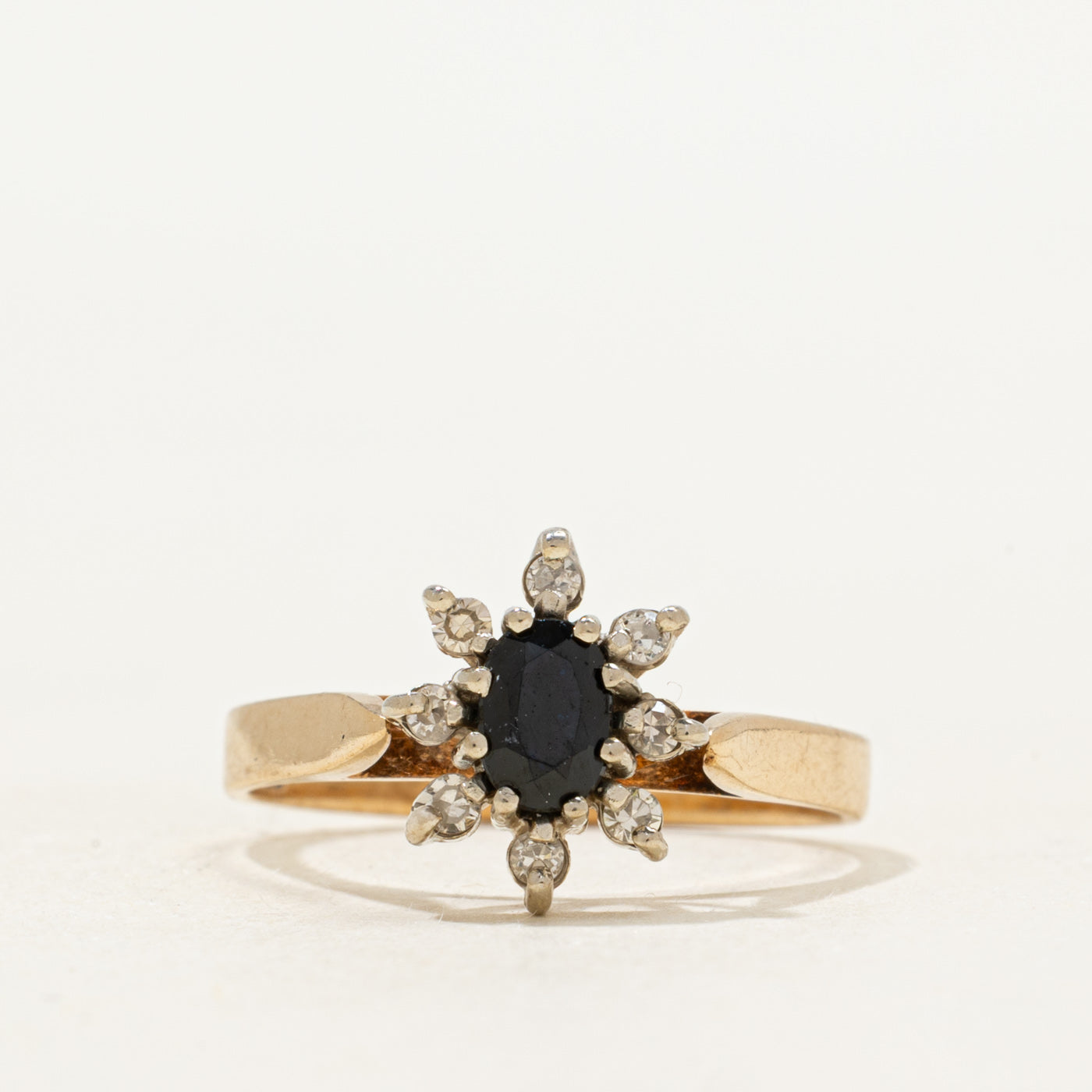 Sapphire & Diamond Petal Ring | 0.34ct, 0.12ctw | SZ 5.5