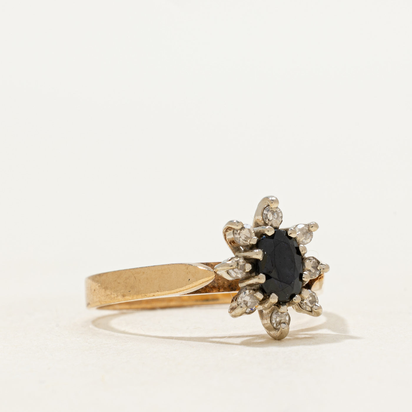 Sapphire & Diamond Petal Ring | 0.34ct, 0.12ctw | SZ 5.5