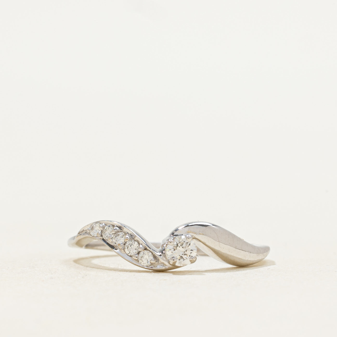 Diamond Accented Petite Bypass Ring | 0.14 ctw SZ 6 |