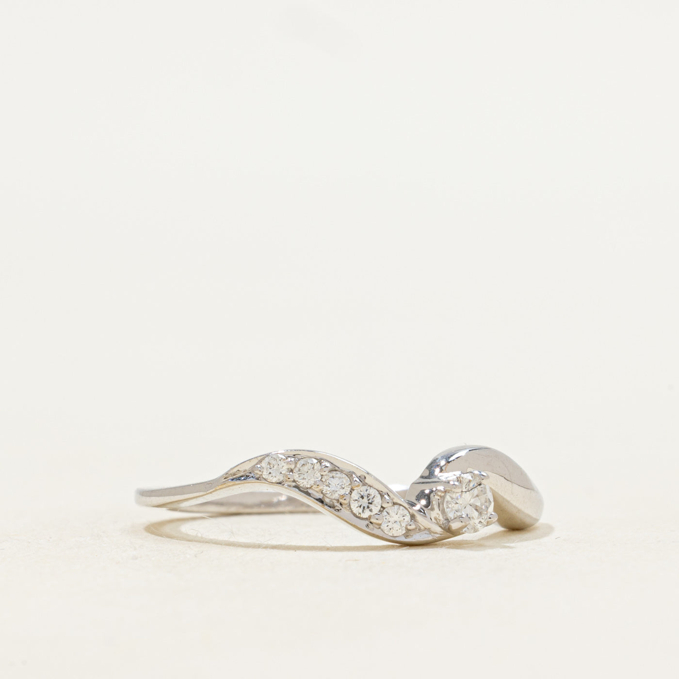 Diamond Accented Petite Bypass Ring | 0.14 ctw SZ 6 |