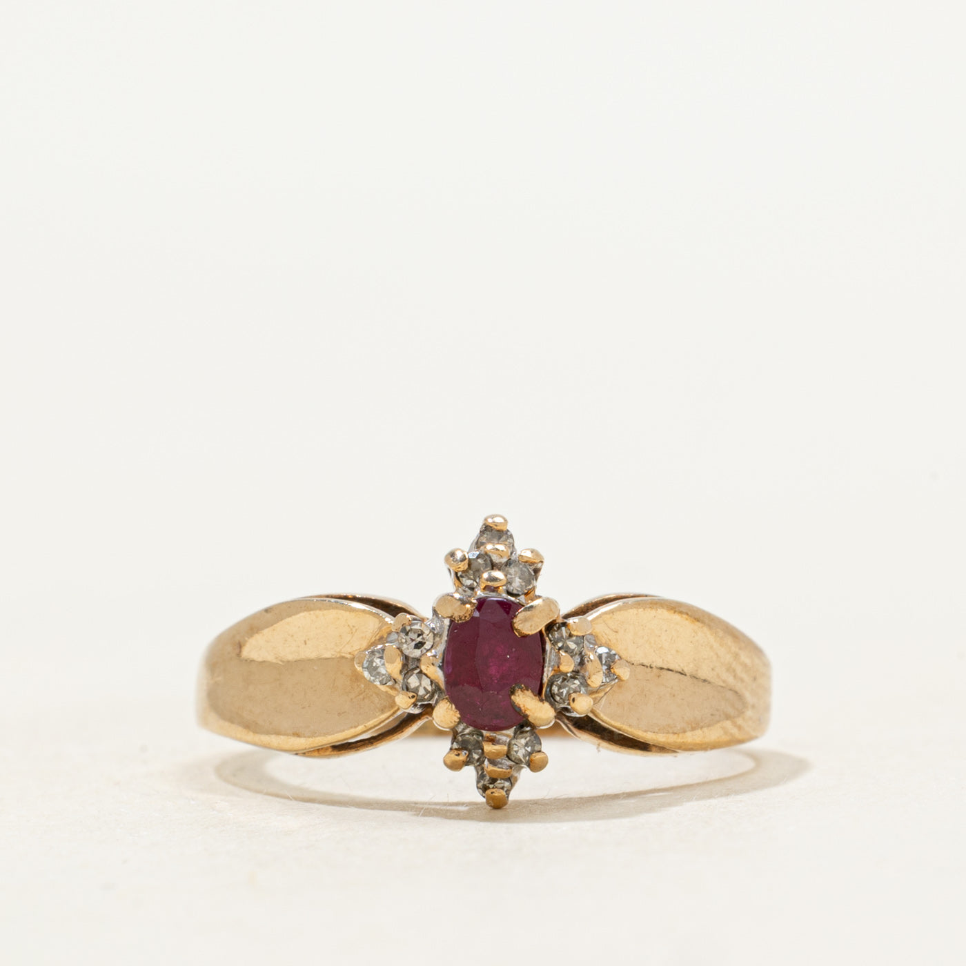 Ruby & Diamond Petal Ring | 0.20ct, 0.06ctw | SZ 5.5