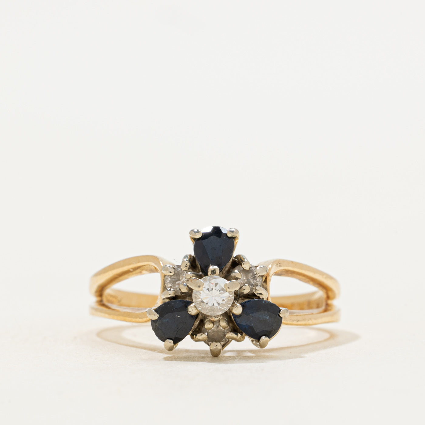 Sapphire & Diamond Cluster Open Shank Ring | 0.60ctw, 0.22ctw | SZ 7.5