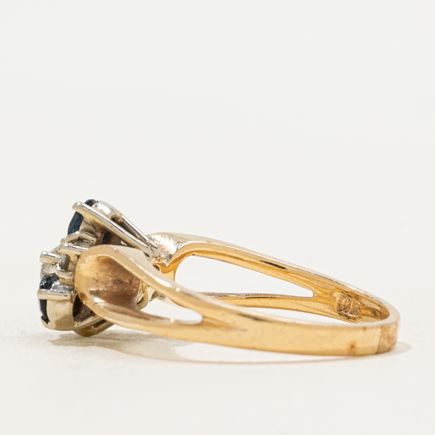 Sapphire & Diamond Cluster Open Shank Ring | 0.60ctw, 0.22ctw | SZ 7.5