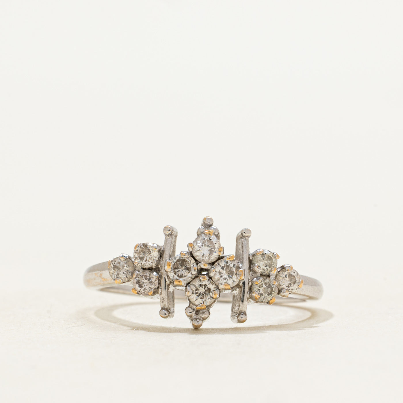 White Gold Marquise Cut Diamond Cluster Ring | 0.28 ctw | SZ 5.75