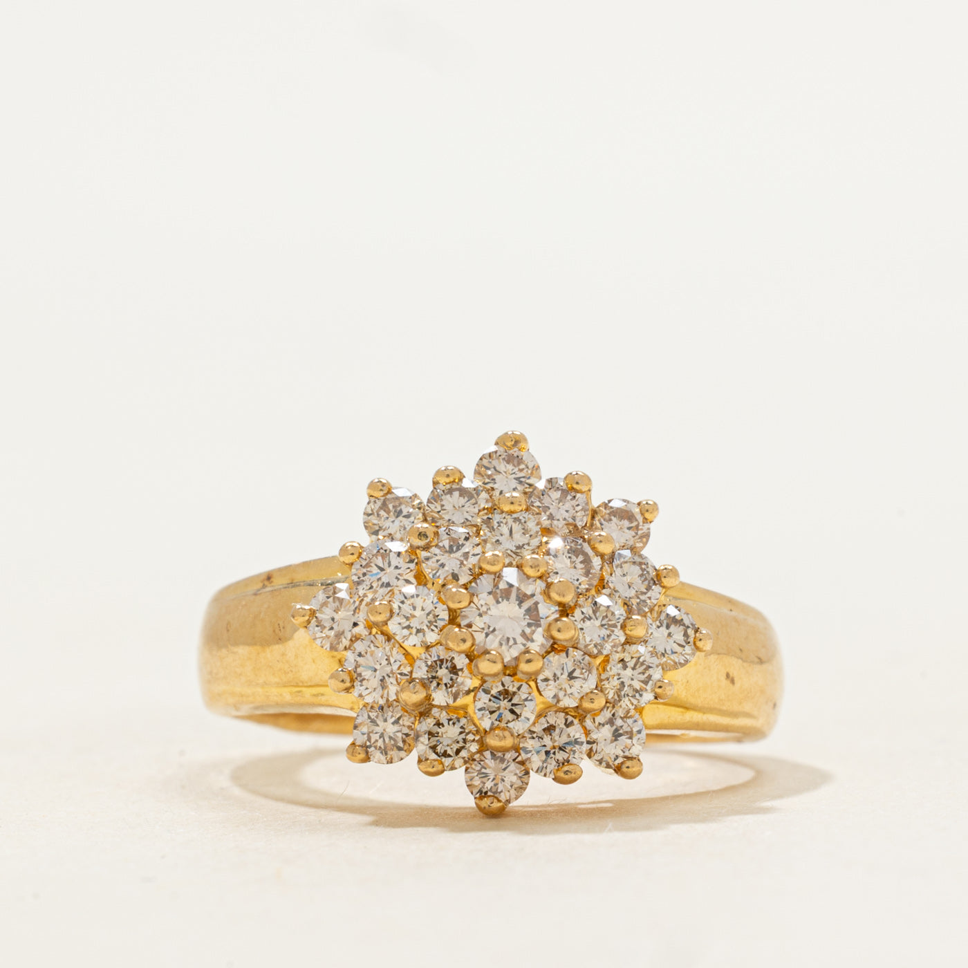 18k Yellow Gold Clustered Cluster Ring | 1.06 ctw | SZ 6.5