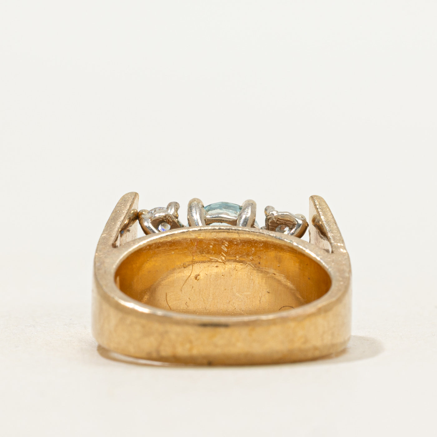 Basket Set Oval Aquamarine & Diamond Ring | 0.95ct, 0.18ct | SZ 2