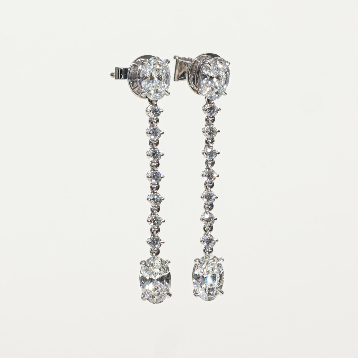 18k Oval Cut Diamond Drop Earrings | 2.08ctw SI2 G/H