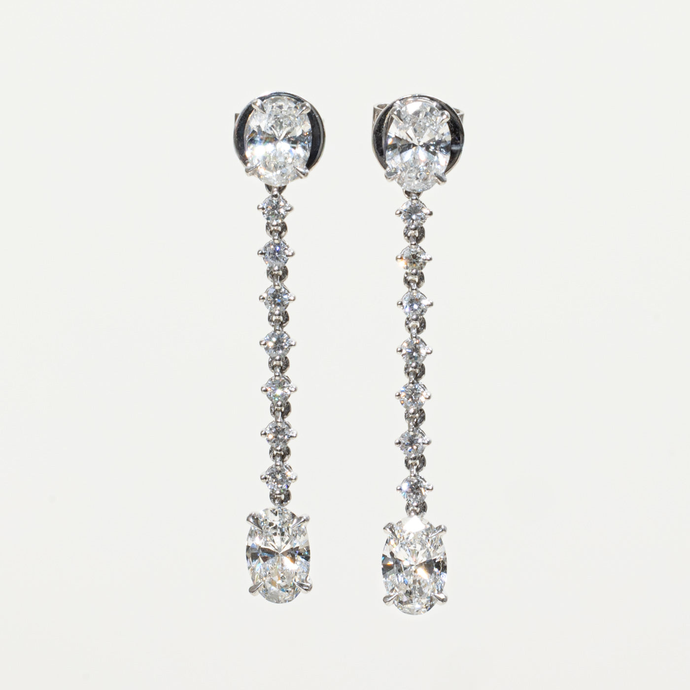 18k Oval Cut Diamond Drop Earrings | 2.08ctw SI2 G/H