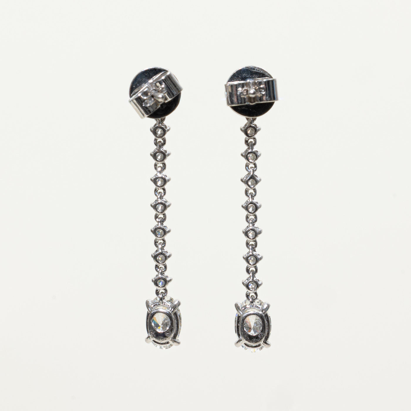18k Oval Cut Diamond Drop Earrings | 2.08ctw SI2 G/H