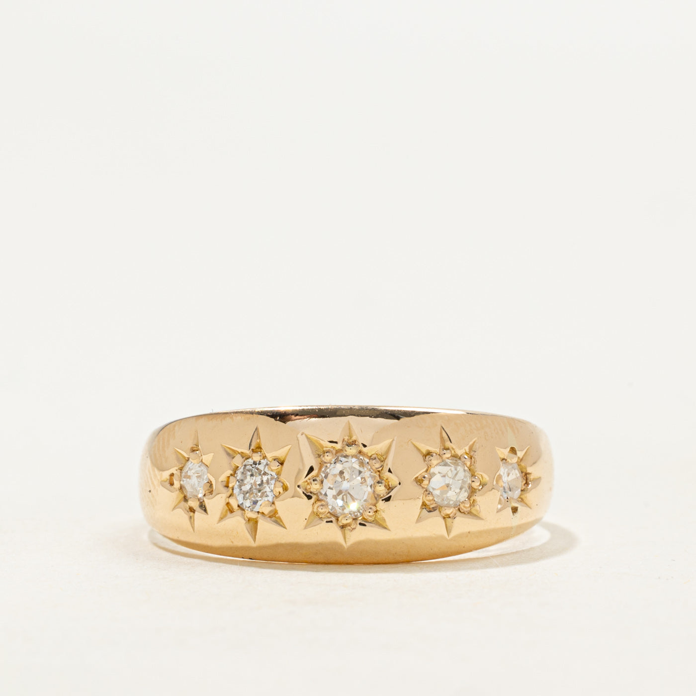 Five Stone Star Set Old European & Single Cut Diamond Band | 0.35ctw | SZ 8.5