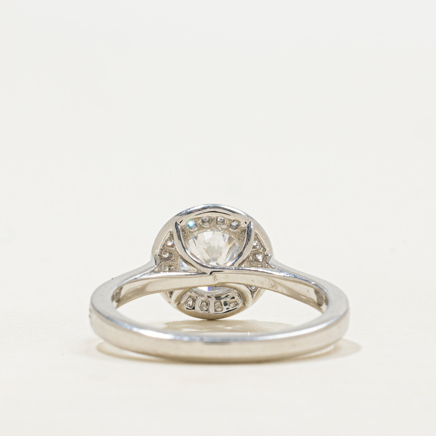 GIA Round Brilliant Cut Diamond Halo Engagement Ring | GIA 1.11ct VVS1 D Ex, 0.24ctw | SZ 6.0