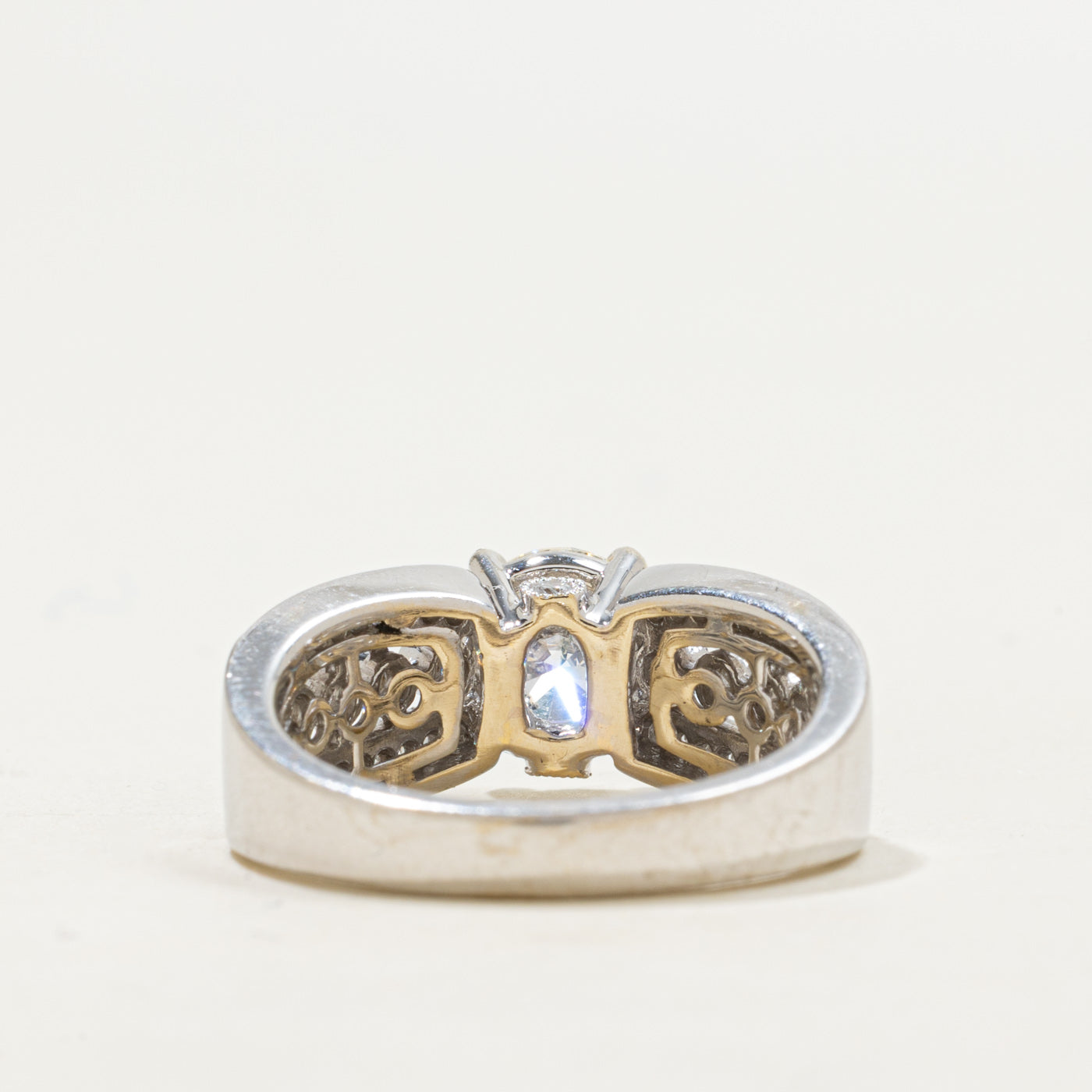 18k White Gold Diamond Accented Reverse Tapered Ring | 1.22ct I1 I, 0.35ctw | SZ 7.0