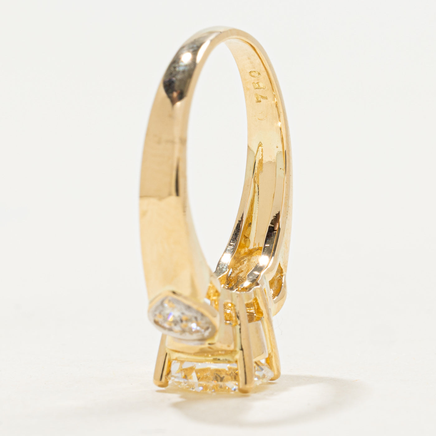 18k Yellow Gold Diamond Heart Cluster Accented Ring | 1.29ct SI1/SI2 E/F Ex, 0.09ctw | SZ 5.0