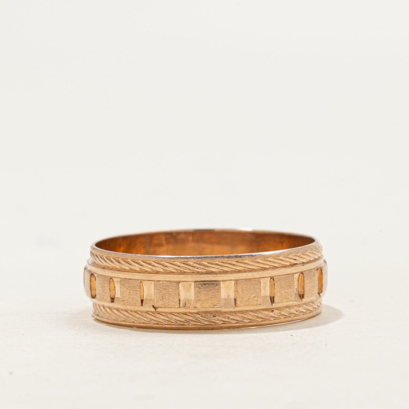 Bague corde cannelée en or rose 14 carats Odesa 1980 | 6,5 mm | Taille 10,25