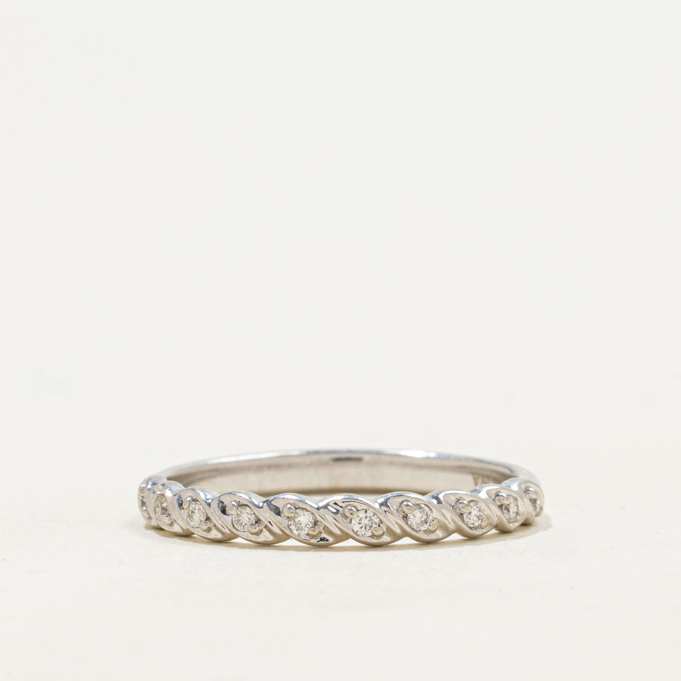 18k Semi Eternity Diamond Twisted Band | 0.08ctw | 2.50mm | SZ 6.25