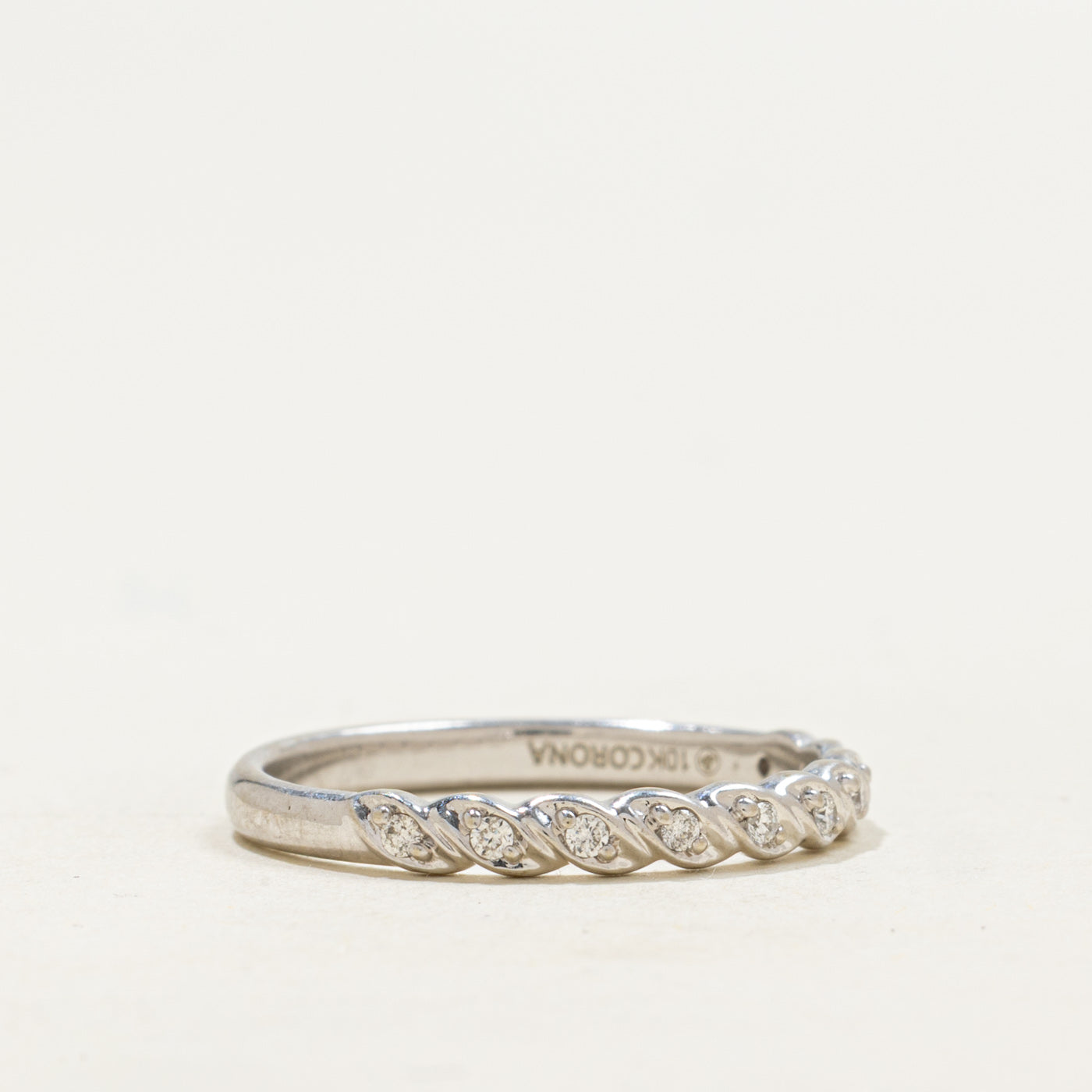 18k Semi Eternity Diamond Twisted Band | 0.08ctw | 2.50mm | SZ 6.25