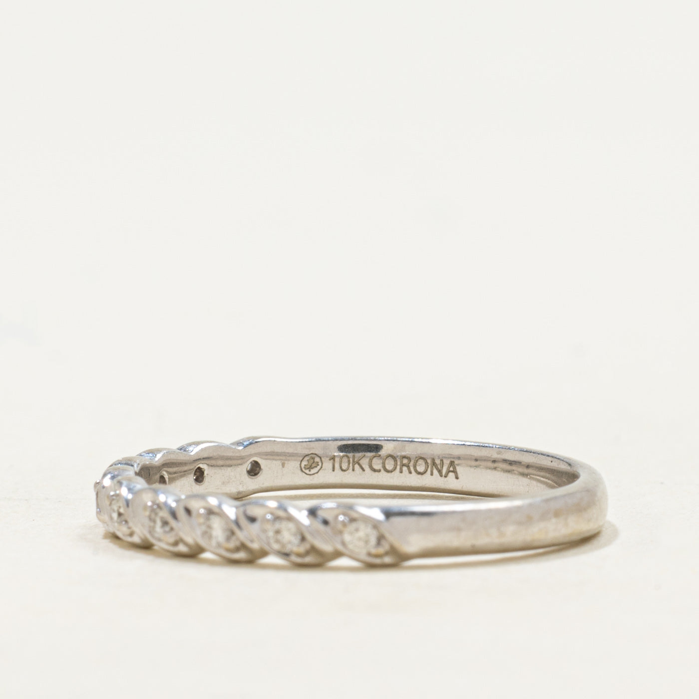 18k Semi Eternity Diamond Twisted Band | 0.08ctw | 2.50mm | SZ 6.25