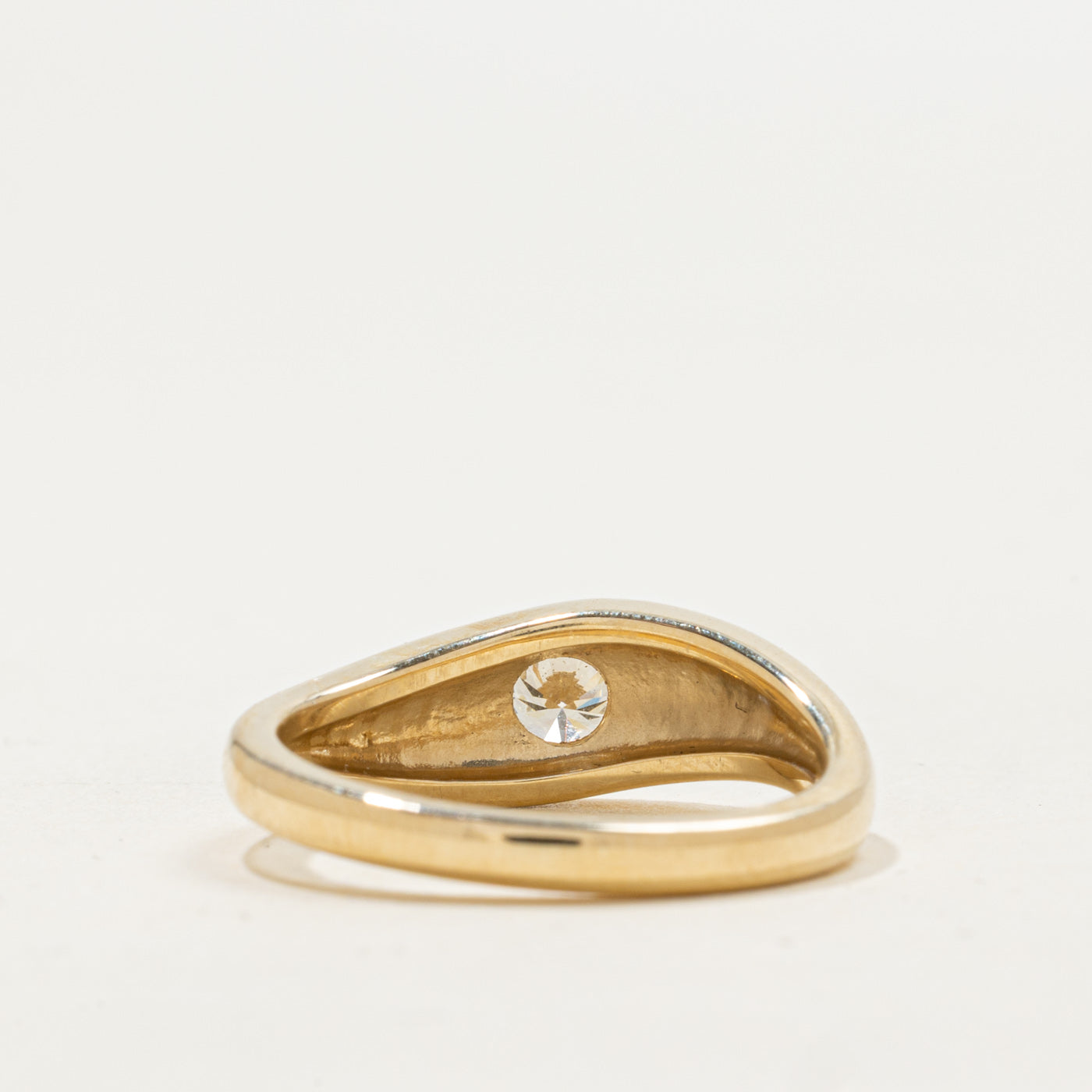 Bague ondulée en or jaune 14 carats et diamants « 100 façons » | 0,40 | Taille 6,75