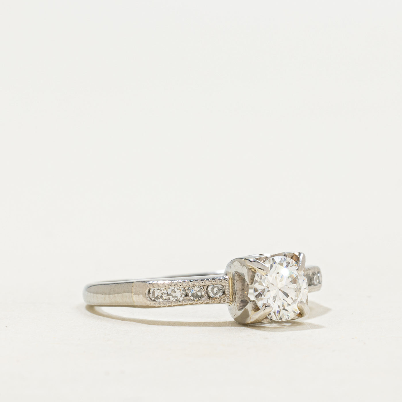 Platinum Diamond Accented Engagement Ring | 0.44ct SI1/SI2 G/H, 0.04ctw | SZ 4.75