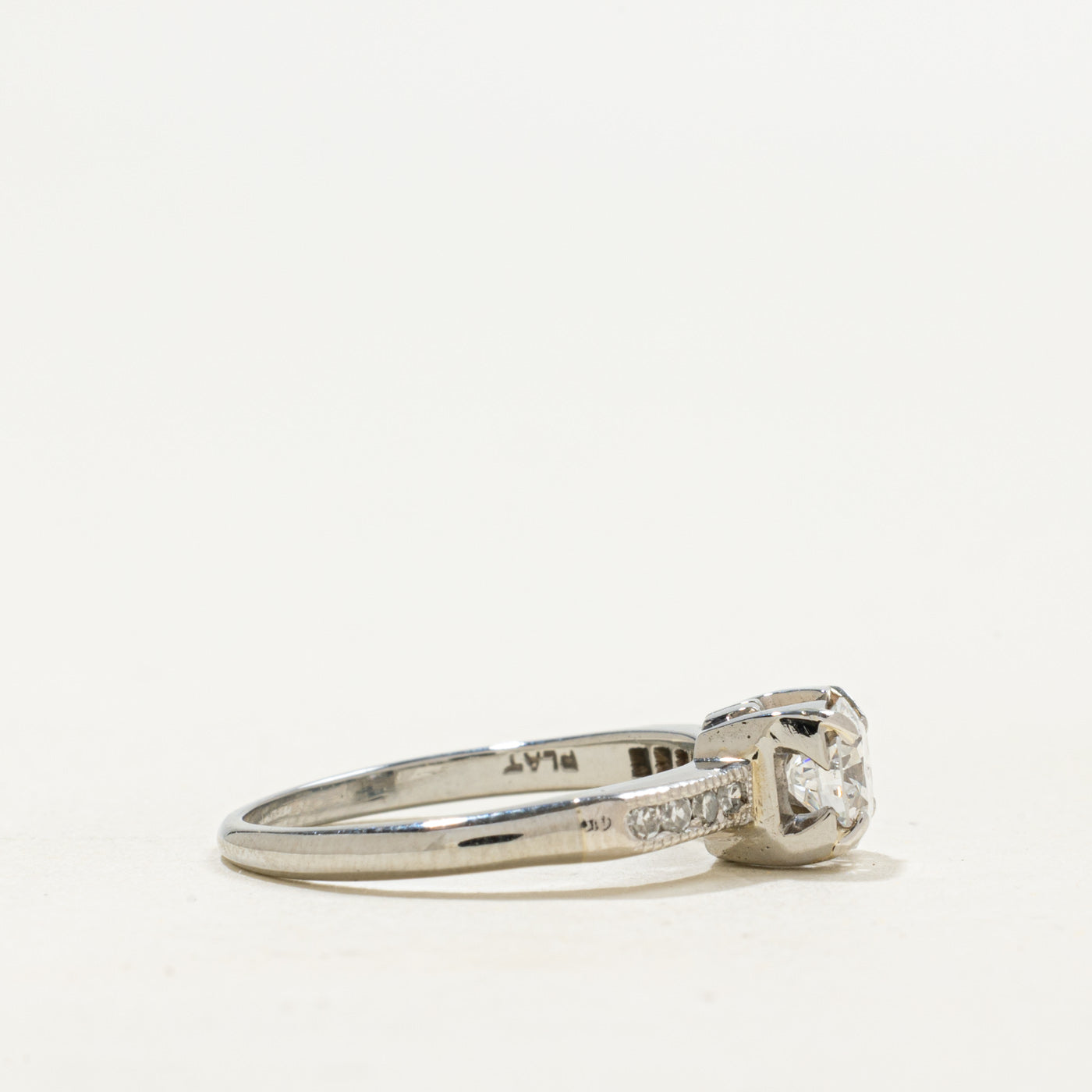 Platinum Diamond Accented Engagement Ring | 0.44ct SI1/SI2 G/H, 0.04ctw | SZ 4.75
