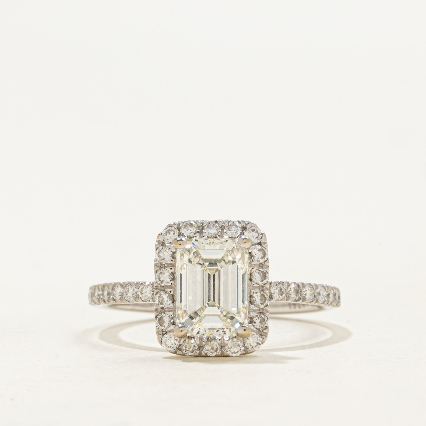 GIA Emerald Cut Diamond Halo Ring | GIA 1.52ct VS1 I, 0.48ctw | SZ 7.25