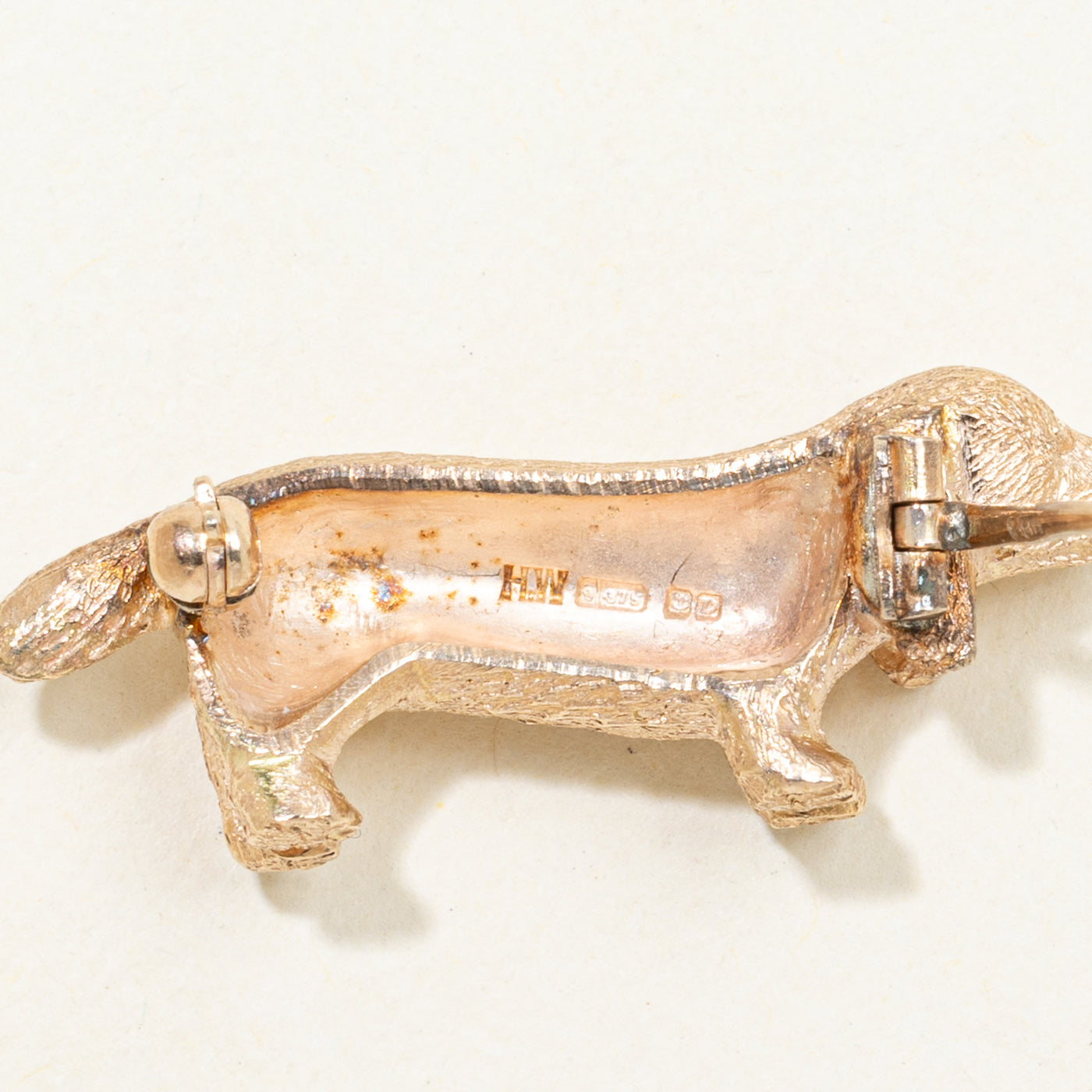 1978 Birmingham 9k Yellow Gold Dachshund Brooch