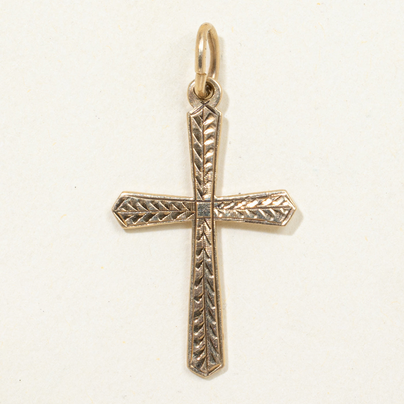 Pendentif croix gravé en or jaune 9 carats, Birmingham, 1962