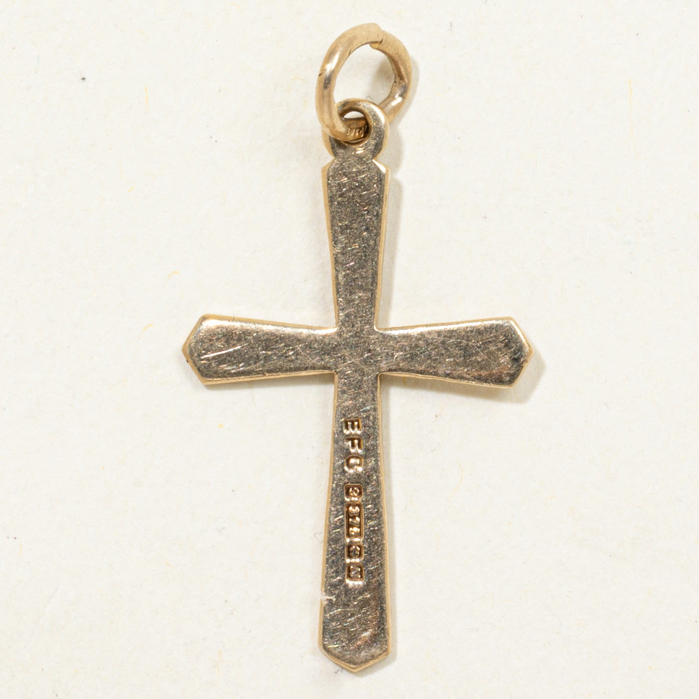 1962 Birmingham 9k Yellow Gold Engraved Cross Pendant