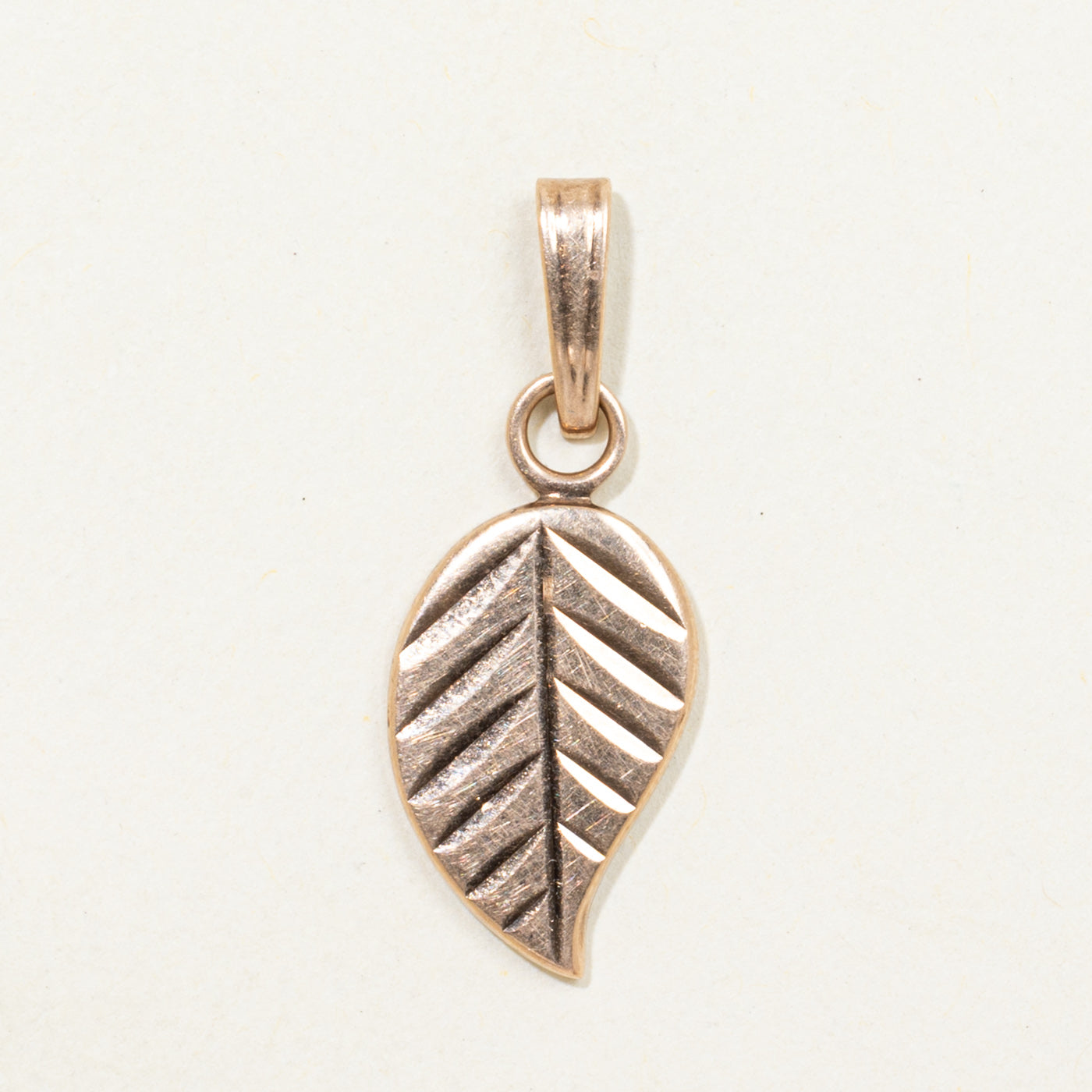 Soviet Hallmarked 14k Rose Gold Leaf Pendant