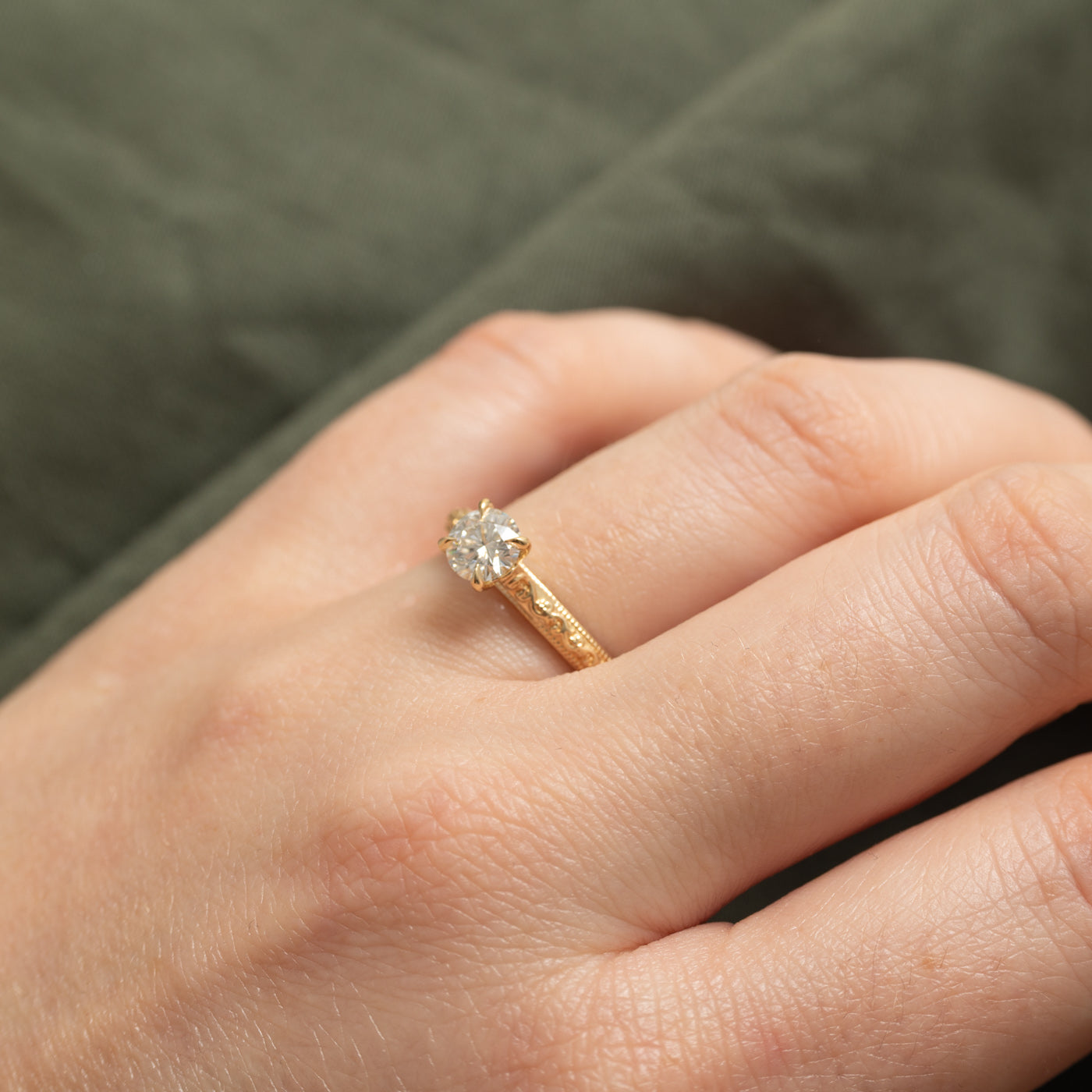 '100 Ways' 14k Yellow Gold Diamond Engraved Ring | 0.61ct | SZ 6.5