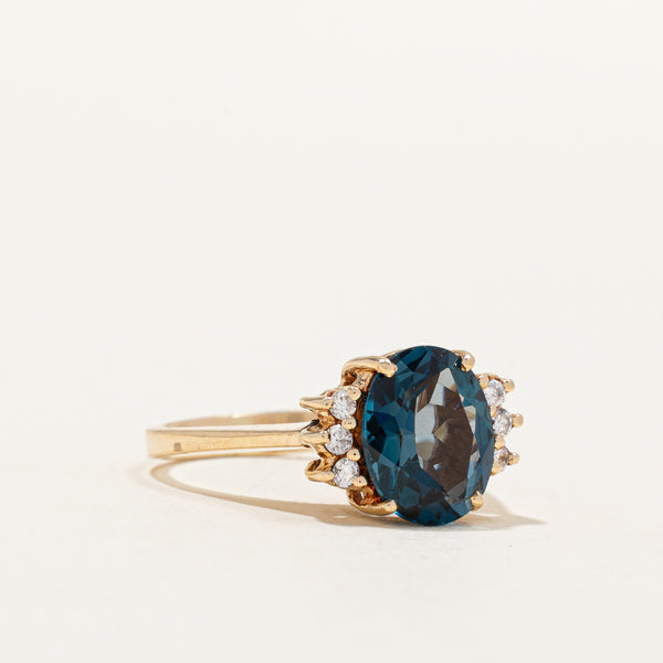 London Blue Topaz & Diamond Ring | 2.75ct, 0.12ctw | SZ 5.25 |