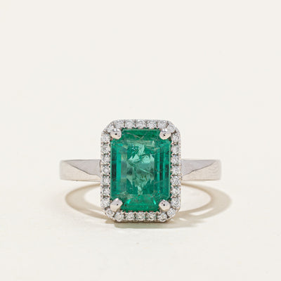 18k Emerald & Diamond Halo Ring | 2.75ct, 0.20ctw | SZ 5.75 |