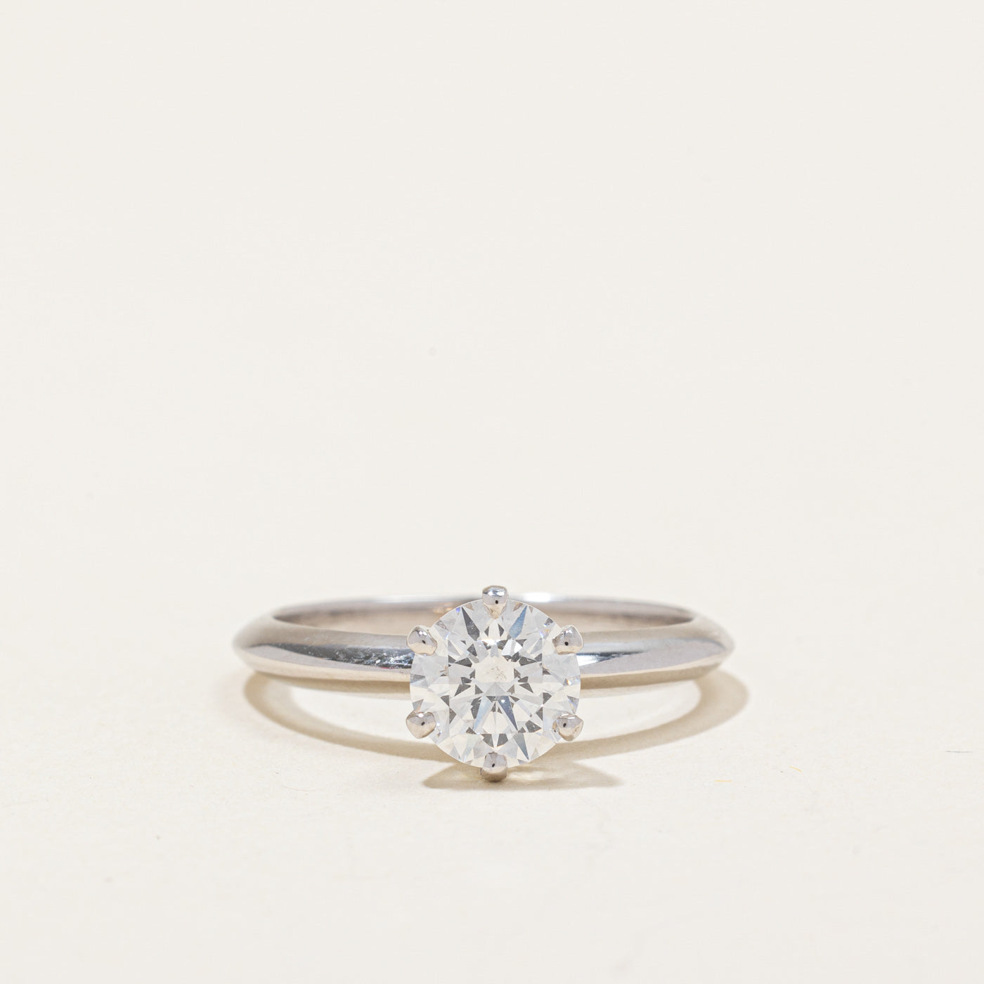 GIA Certified Six Prong Knife Edge Diamond Engagement Ring | 1.04ct SI1 H Ex | SZ 6.25 |
