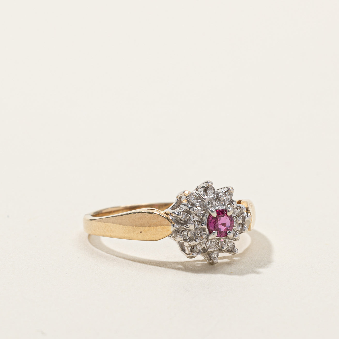 Ruby & Cluster Diamond Ring | 0.15ct | 0.10ctw | SZ 7.75 |